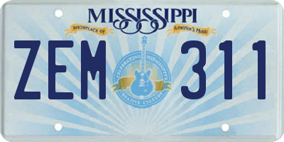 MS license plate ZEM311