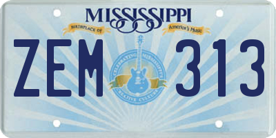 MS license plate ZEM313