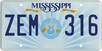 MS license plate ZEM316