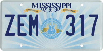 MS license plate ZEM317