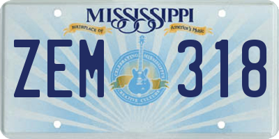 MS license plate ZEM318