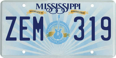 MS license plate ZEM319