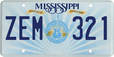 MS license plate ZEM321