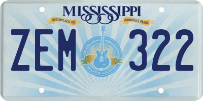 MS license plate ZEM322