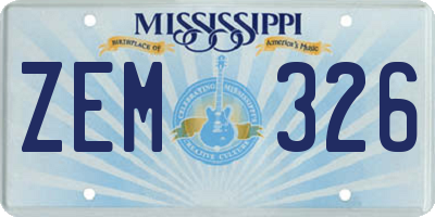 MS license plate ZEM326