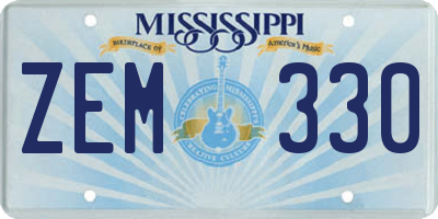 MS license plate ZEM330
