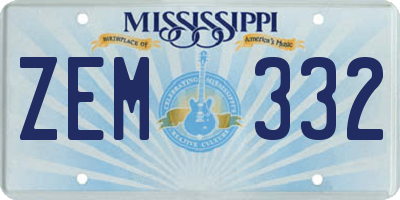 MS license plate ZEM332