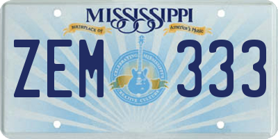MS license plate ZEM333