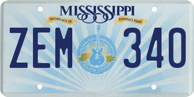 MS license plate ZEM340
