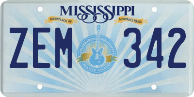 MS license plate ZEM342