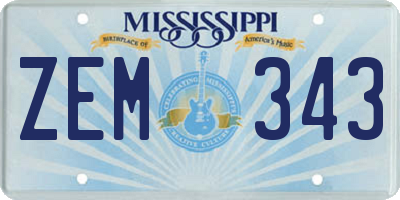 MS license plate ZEM343