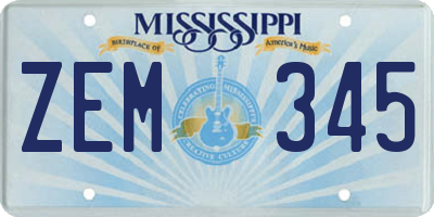 MS license plate ZEM345