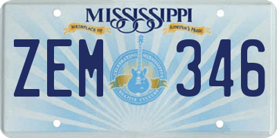 MS license plate ZEM346