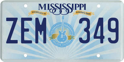 MS license plate ZEM349
