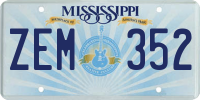 MS license plate ZEM352