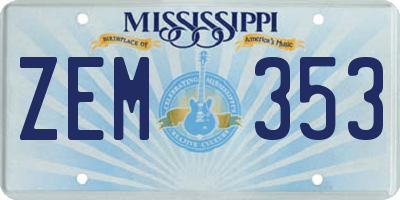 MS license plate ZEM353