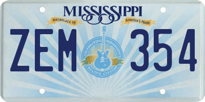 MS license plate ZEM354