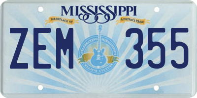 MS license plate ZEM355