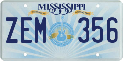 MS license plate ZEM356