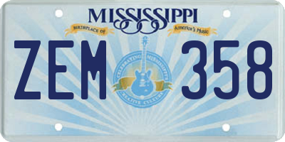 MS license plate ZEM358