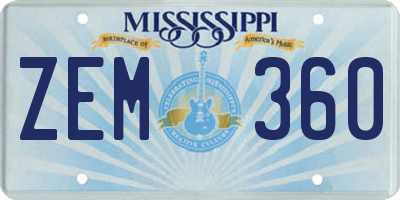MS license plate ZEM360