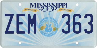 MS license plate ZEM363