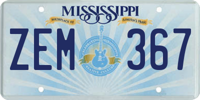 MS license plate ZEM367