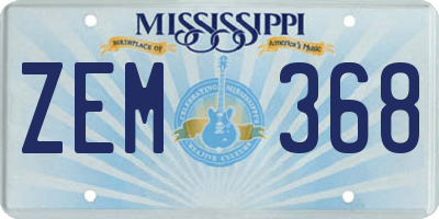 MS license plate ZEM368