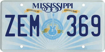 MS license plate ZEM369