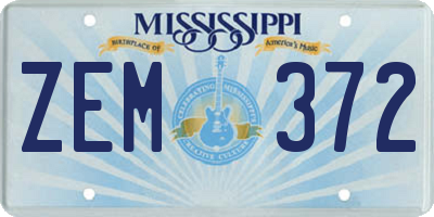 MS license plate ZEM372