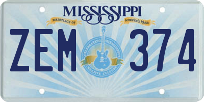 MS license plate ZEM374