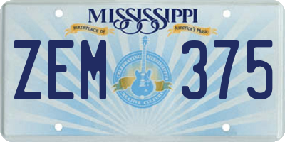 MS license plate ZEM375