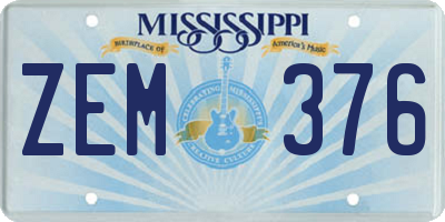 MS license plate ZEM376