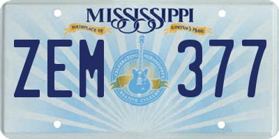 MS license plate ZEM377