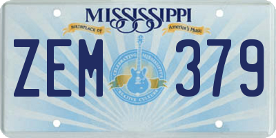 MS license plate ZEM379