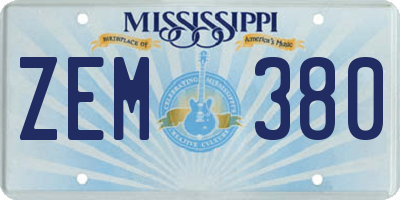 MS license plate ZEM380