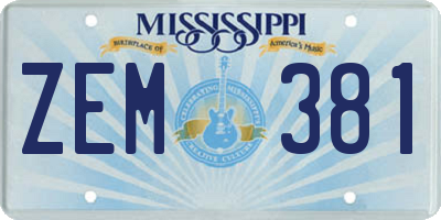 MS license plate ZEM381