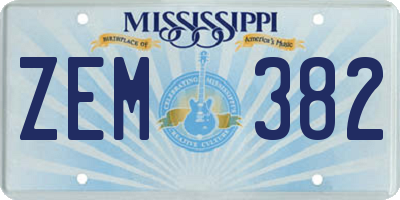 MS license plate ZEM382