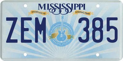MS license plate ZEM385