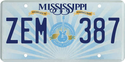 MS license plate ZEM387