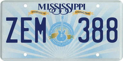 MS license plate ZEM388