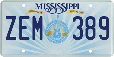 MS license plate ZEM389