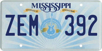 MS license plate ZEM392