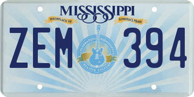 MS license plate ZEM394