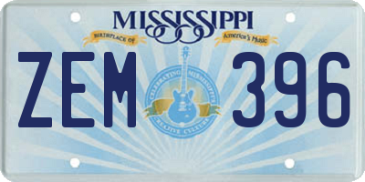 MS license plate ZEM396