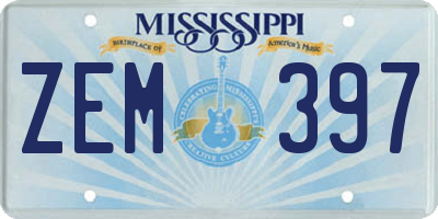 MS license plate ZEM397