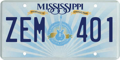 MS license plate ZEM401