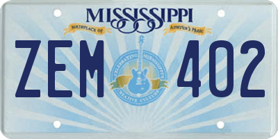 MS license plate ZEM402
