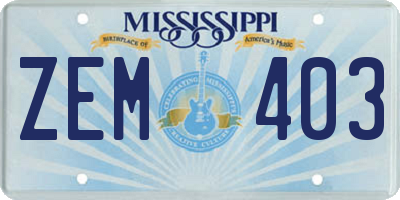 MS license plate ZEM403