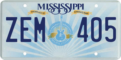 MS license plate ZEM405